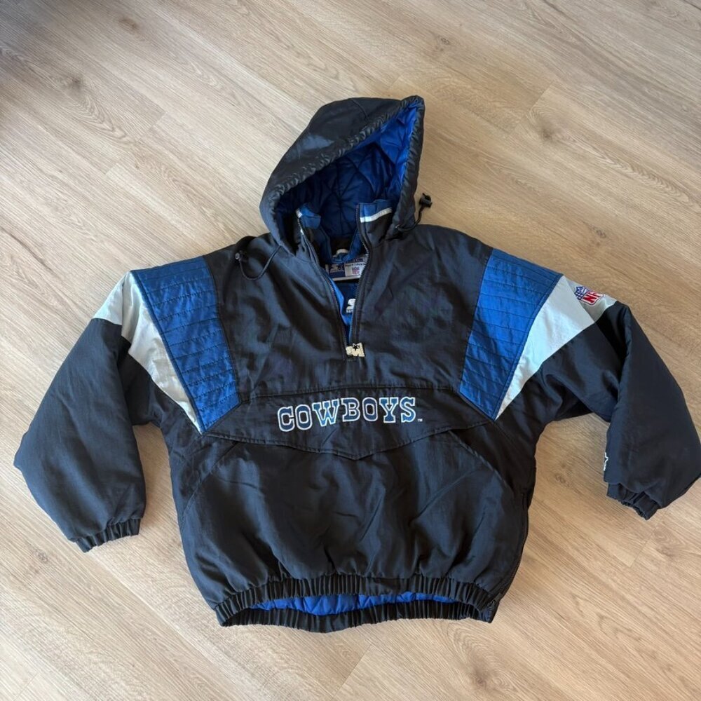 Dallas Cowboys Vintage Starter Jacket Large Kangaroo Pocket hooded